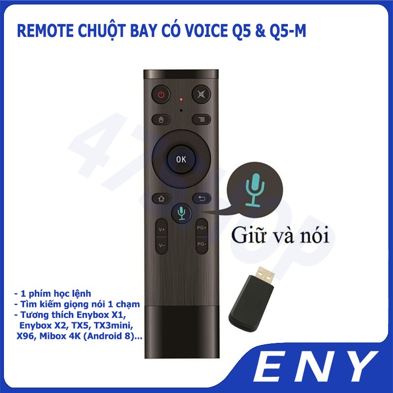 Remote Voice Q5 - Q5M Điều khiển tìm kiếm bằng giọng nói cho TX5 mini, TX3 mini, Mibox, Mecool ...