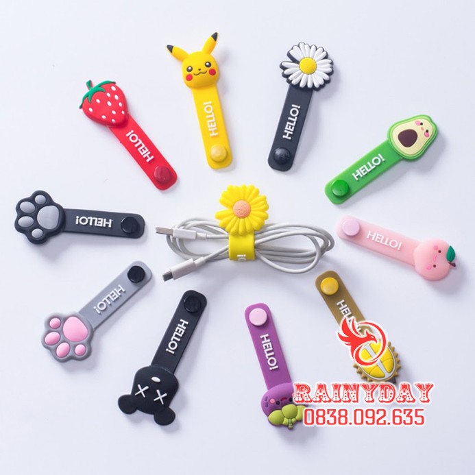 Dây quấn buộc tai nghe kiểu hoạt hình có khóa bấm chất liệu silicon dễ thương | BigBuy360 - bigbuy360.vn