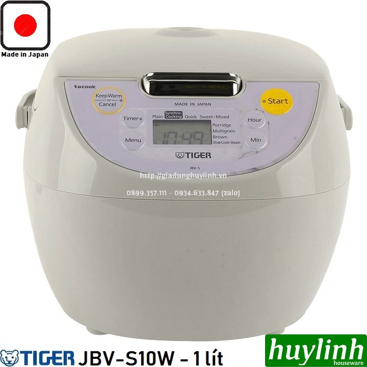 [Mã ELHAMS5 giảm 6% đơn 300K] Nồi cơm điện tử Tiger JBV-S10W - 1 lít - Made in Nhật Bản