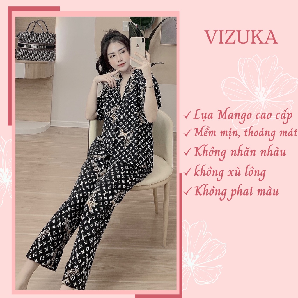 Đồ bộ nữ bộ pijama lụa tay ngắn chất liệu satin VIZUKA