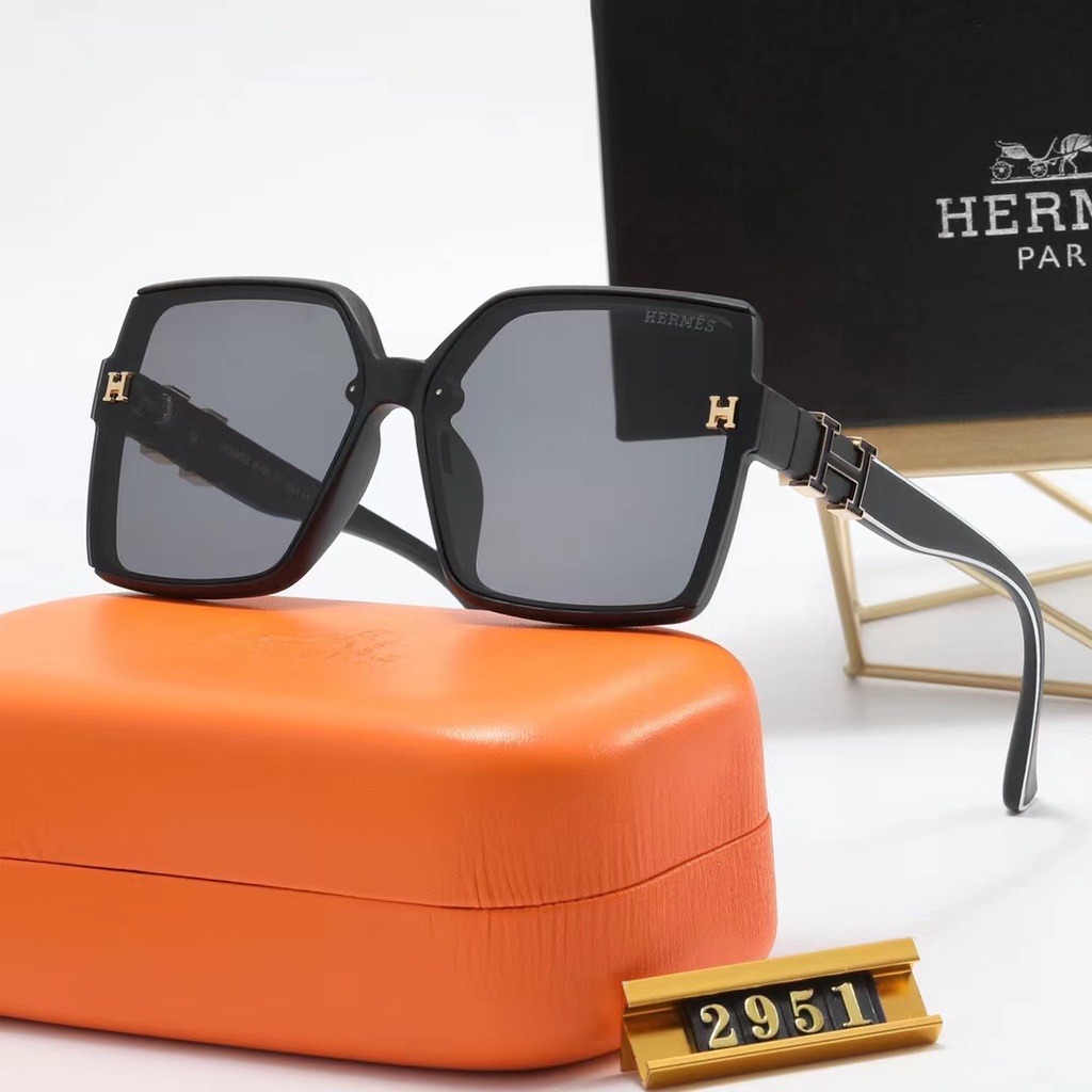 Kính Mát Hermes Gọng Vuông Chống Tia UV Phong Cách Retro Sang Trọng