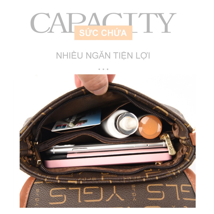 Túi xách nữ đeo chéo đeo vai bag cầm tay dự tiệc nắp gập họa tiết monogram thời trang vintage Y3048