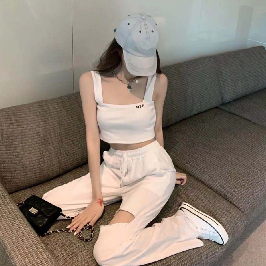 Đen Áo Dệt Kim Hai Dây Dáng Ngắn Thời Trang Xuân Hè Cho Nữ