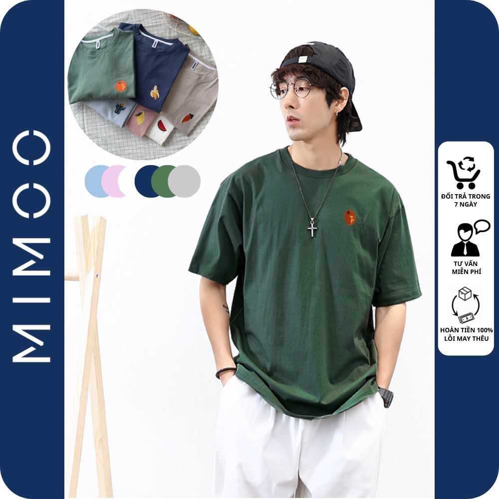 Áo thun unisex tay lỡ form rộng hình HOA QUẢ áo phông nam nữ kiểu hàn quốc MIMOO TL04