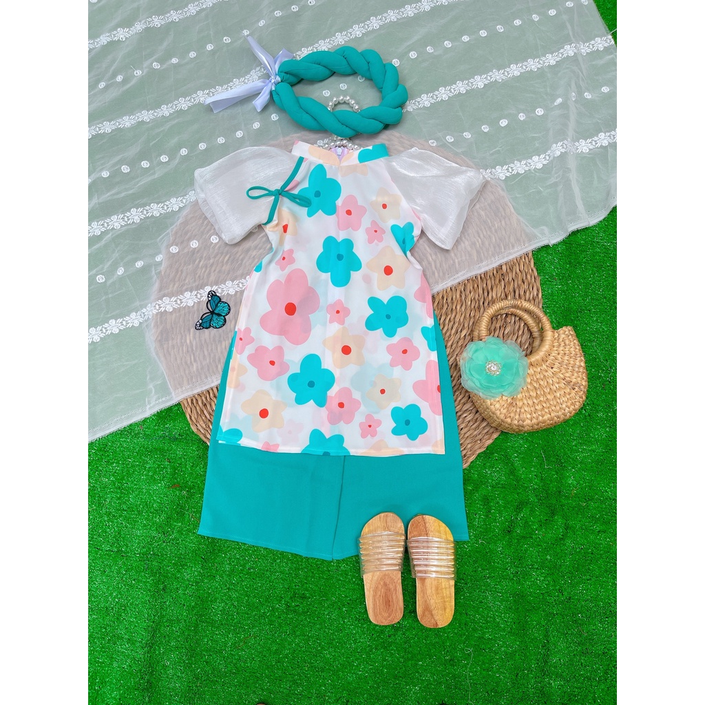 ÁO DÀI CÁCH TÂN BÉ GÁI 8-20KGS KÈM MẤN [HANDMADE]