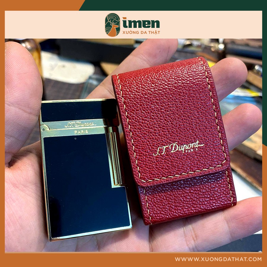 Case Dupont 2LigLignine handmade gắn thắt lưng, bao da Handmade - Màu đỏ