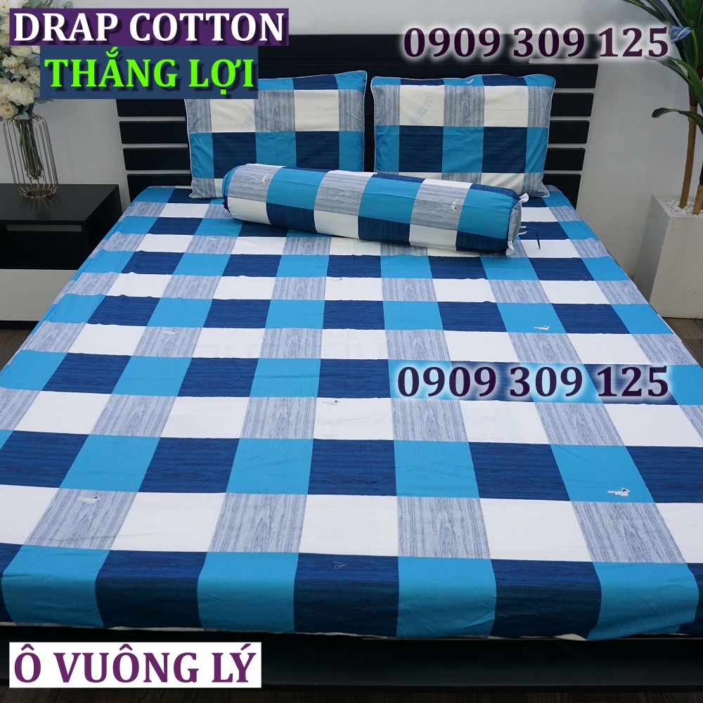 (ảnh thật) bộ drap cotton Thắng Lợi Ô VUÔNG LÝ chính hãng