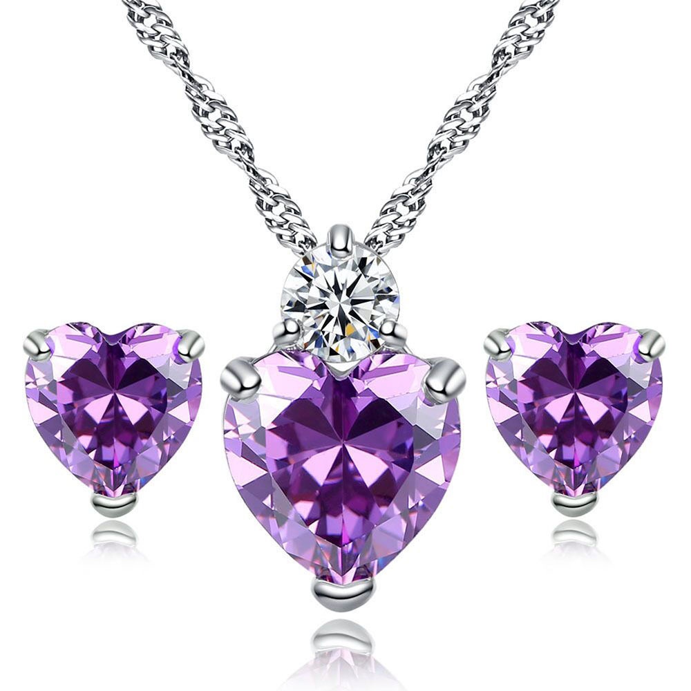 Bộ Vòng cổ + Bông Tai Đính Đá Zircon Thời Trang Cho Nữ