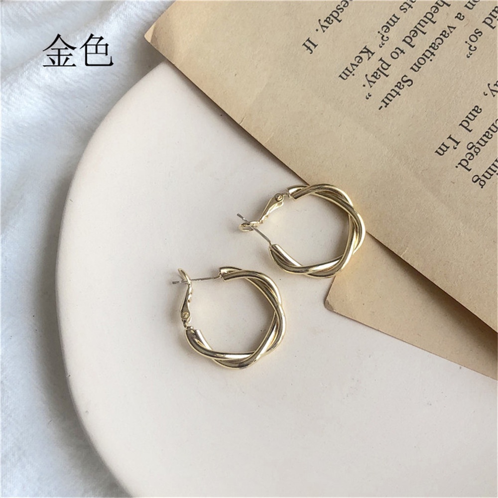 Bông tai kim loại đơn giản phong cách Hàn Quốc thời trang mới JP5