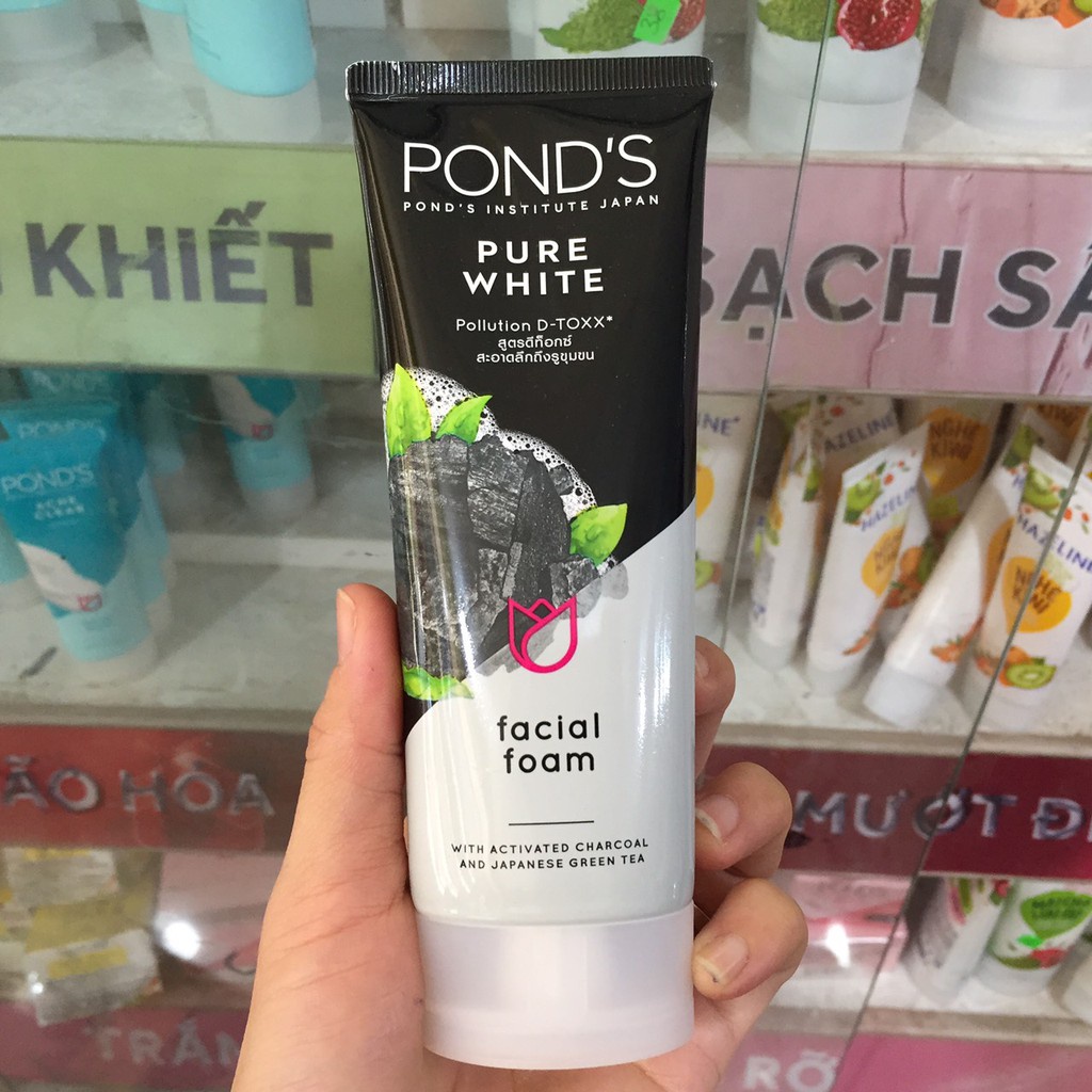 Sữa rửa mặt nữ POND S Pure White Facial Foam - Srm PONDS Đen 100g