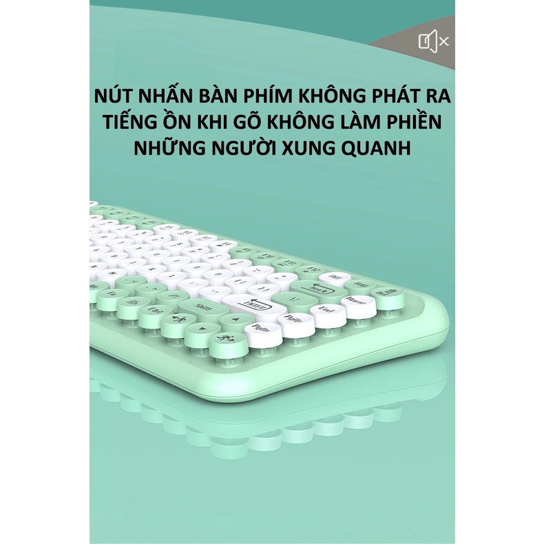 Bộ bàn phím mini 85 phím nút tròn và chuột không dây LANGTU LT700 dùng cho văn phòng