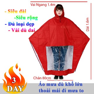 [ Xả Kho] Áo mưa xẻ tà (cánh dơi) vải dù 1m6 hàng loại 1 không có tay, trùm phủ rộng kín xe đủ size