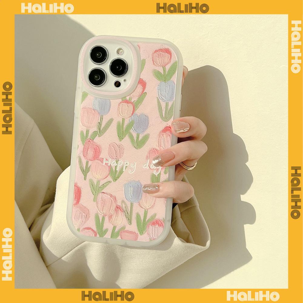iPhone Case Silicone Soft Case Clear Case TPU Airbag Shockproof Full Coverage Protection Camera Pink Tulip Flower For iPhone 13 Pro Max iPhone 12 Pro Max iPhone 11 iPhone 7 Plus