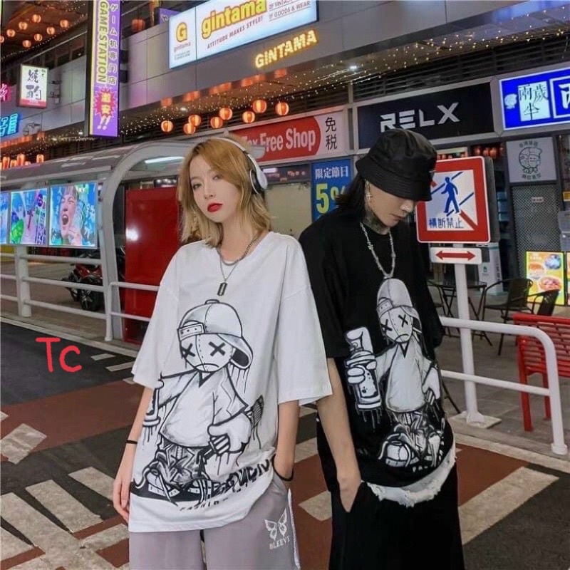 [Rẻ vô địch] Áo cotton tay lỡ dáng rộng unisex freesize dành cho nữ _ Cậu bé đội mũ | BigBuy360 - bigbuy360.vn