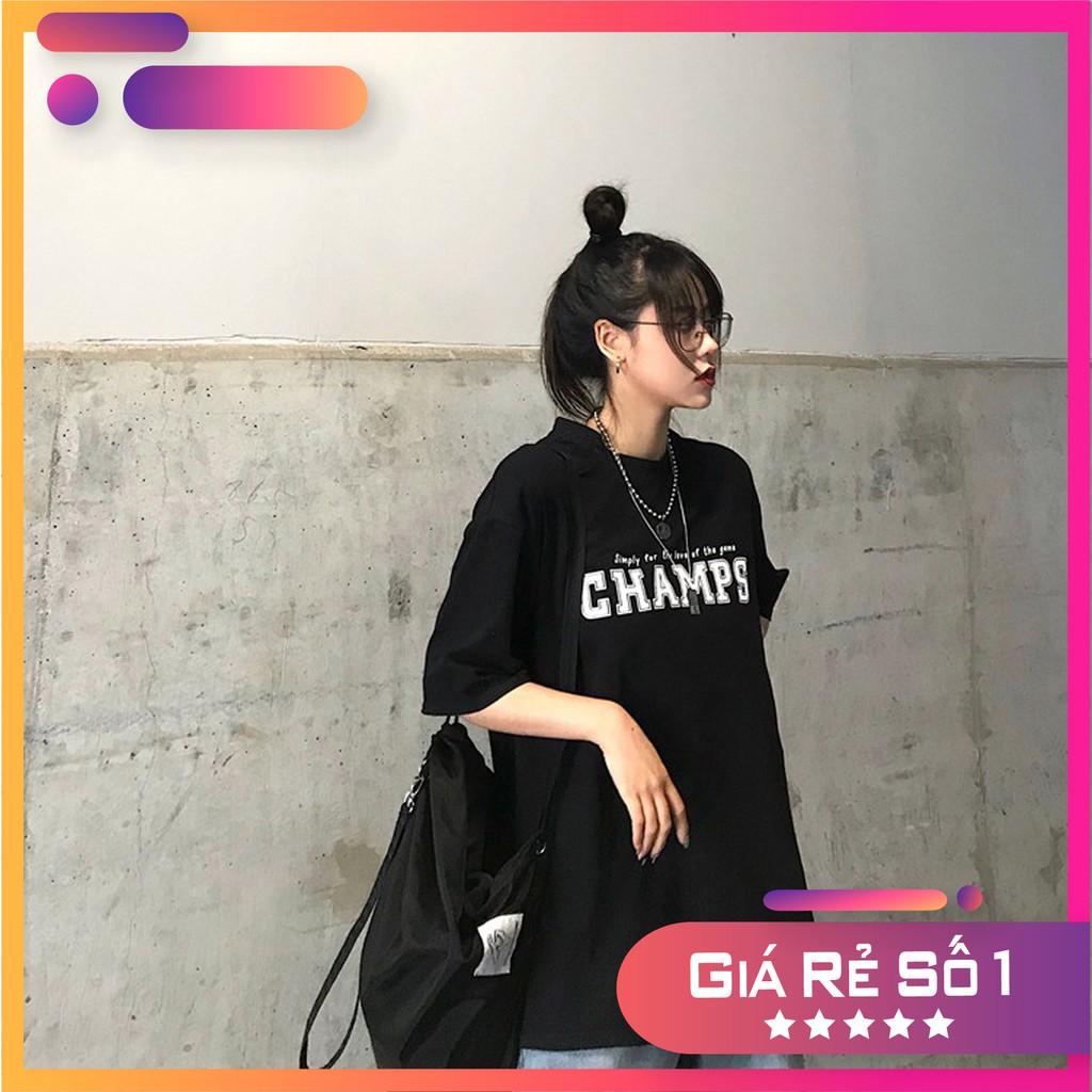 Áo thun tay lỡ Unisex, áo phông form rộng Champ