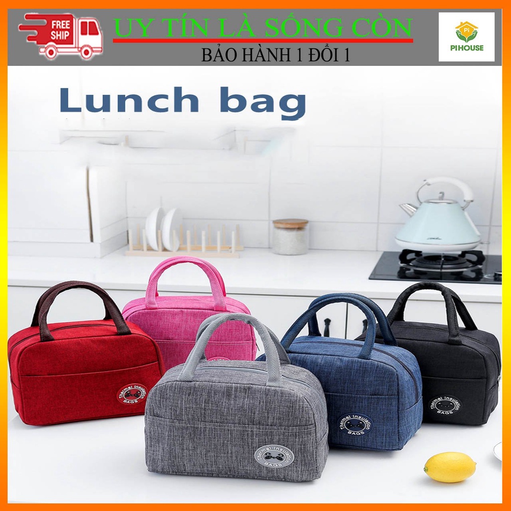Túi giữ nhiệt mang cơm có quai cầm tiện lợi, túi đựng hộp cơm văn phòng lịch sự