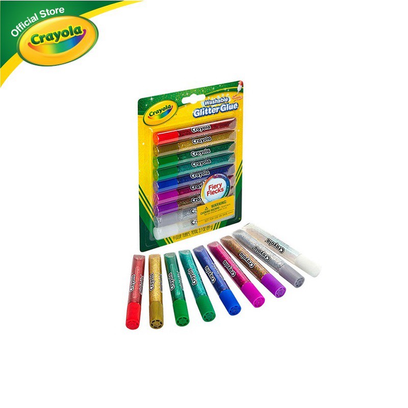 Bộ keo kim tuyến trang trí Crayola 9 màu sắc, dễ tẩy rửa - 693527