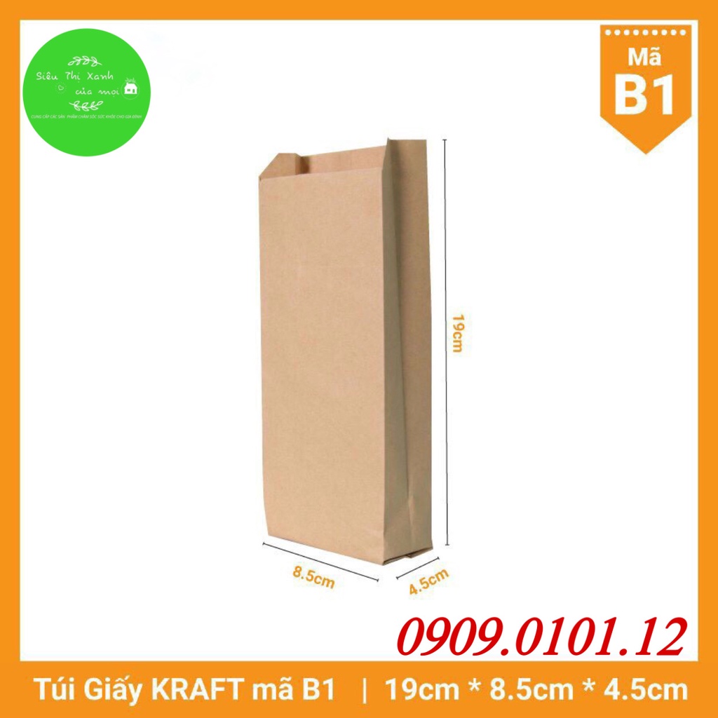 Túi giấy kraf cao cấp nhật bản (100 túi), Túi giấy đựng bánh mì in hoạ tiết, Túi đựng thực phẩm