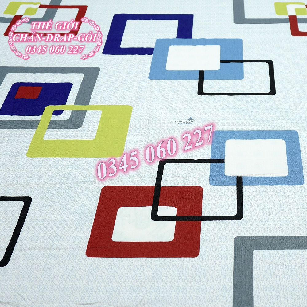 Drap Thắng Lợi, ga trãi giường cotton 100% cao cấp chuẩn logo (4 món) mẫu NOKIA XANH