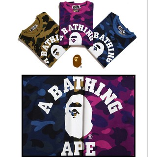 Mới BAPEe Cá Mập Ngụy Trang Nam Nữ Cổ Tròn Tay Ngắn