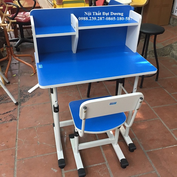 Bàn học sinh chính hãng Xuân Hòa BHS13-06A có giá sách nhỏ - Điều chỉnh nâng cao hạ thấp bàn + ghế