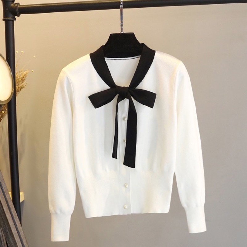 Áo len nơ tiểu thư