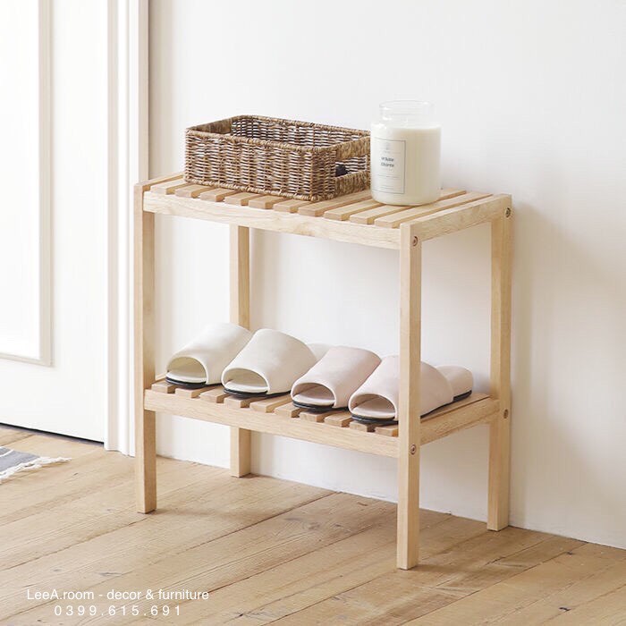 KỆ GỖ DECOR / KỆ GIÀY DÉP MINI CHO HOMESTAY - MÀU GỖ TỰ NHIÊN -SIZE 2FS | BigBuy360 - bigbuy360.vn