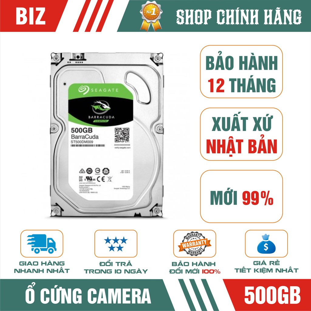 Ổ cứng HDD 500GB Seagate Barracuda - Bảo hành chính hãng 12 tháng!!!