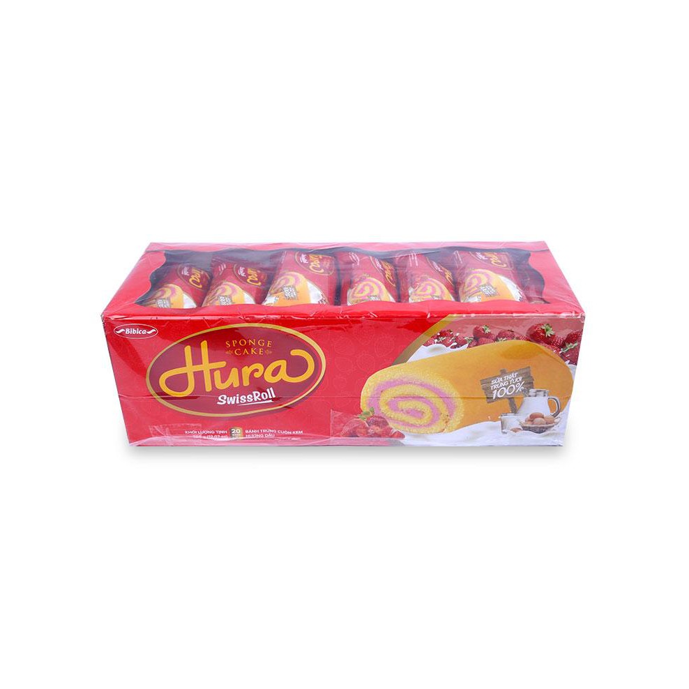 [ Yams Mart ] Bánh Hura Swissroll Hương Dâu Hộp 360G