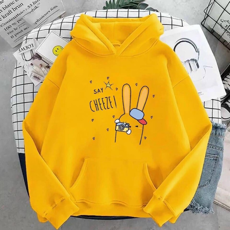 Áo khoác Hoodie form rộng sweater nỉ Ulzzang Say Cheese Hot trend Thời Trang Thu Đông siêu đẹp | BigBuy360 - bigbuy360.vn