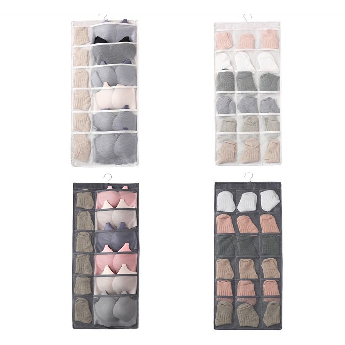 Túi treo đồ lót, vớ 2 mặt 30 ngăn - giao màu ngẫu nhiên