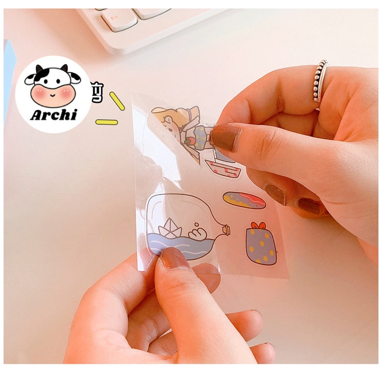 Hộp 100 tấm sticker cute trang trí dán tập vở, bình nước, bút nước