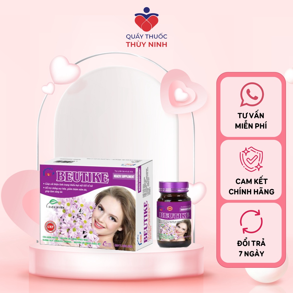 Viên uống nội tiết tố nữ BEUTIKE giúp cải thiện tình trạng thiếu hụt nội tiết tố nữ hộp 2 lọ