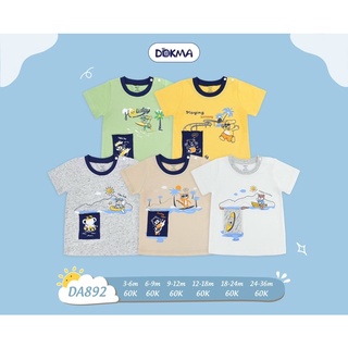 Áo cộc tay cài vai bé trai Dokma chất cotton organic DA892
