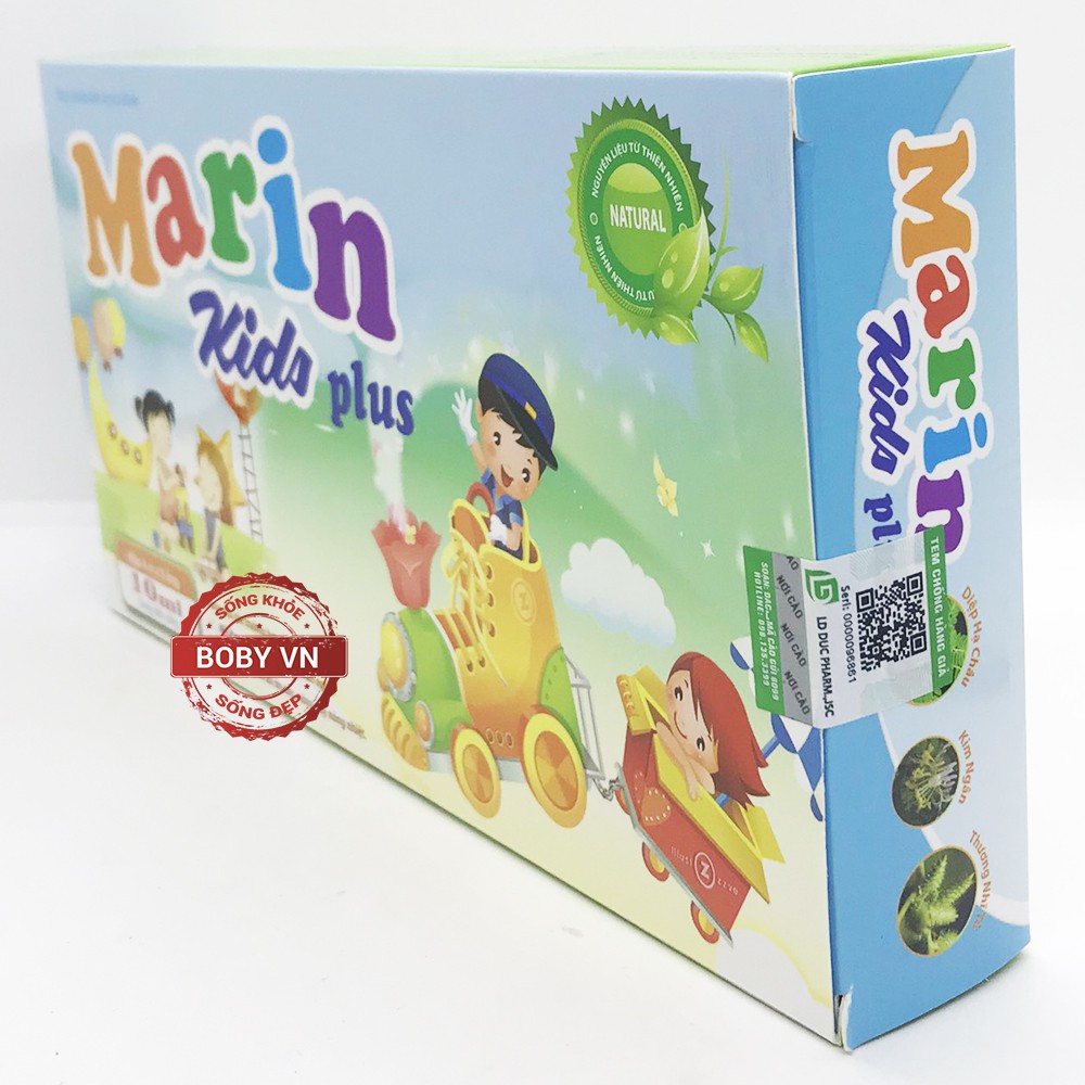 Marin Kids Plus ngăn ngừa mề đay, rôm sảy, mụn nhọt ở trẻ (Hộp 4 vỉ x 5 ống 10ml)