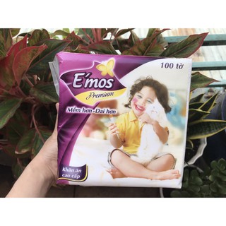 Khăn Giấy Ăn Cao Cấp Emos Premium gói 100 tờ 1 lớp (33cm x 33cm)