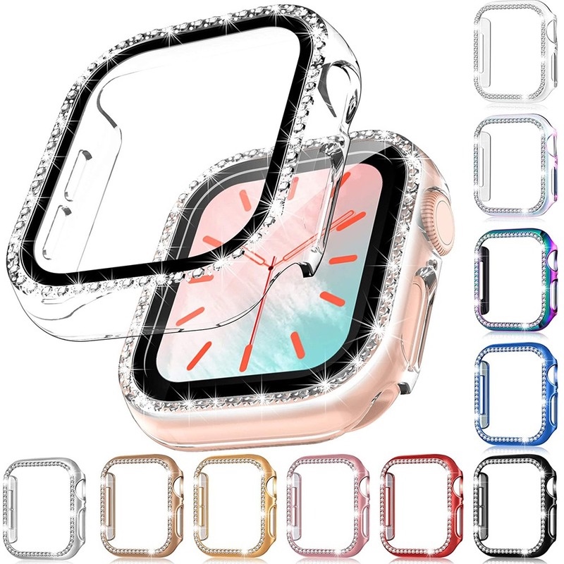 Khung Bảo Vệ Đính Kim Cương Giả Cho Đồng Hồ apple watch 41mm 45mm 44mm 40mm 42mm 38mm series 9 8 7 6 5 4 3 2 Ốp
