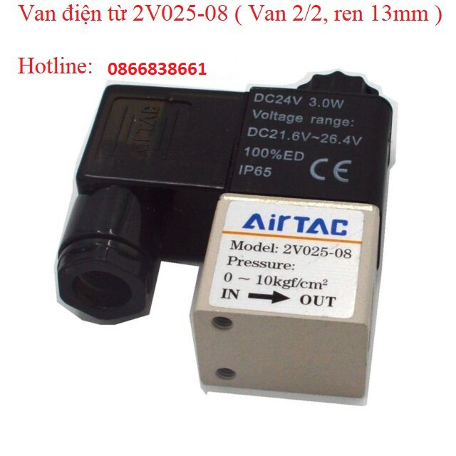 |HÀNG XỊN| VAN ĐIỆN TỪ 2V025-08 KHÍ NÉN ( VAN 2/2 - 2 CỬA, 2 VỊ TRÍ - REN 13MM ) CUỘN COIL 24V , 220V GIÁ SỈ