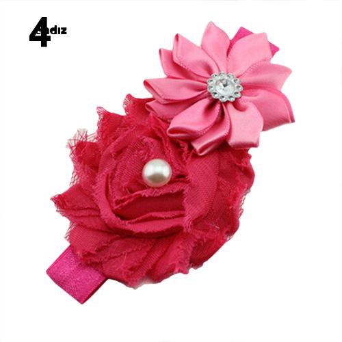 Băng đô nơ quấn đầu đính hạt giả ngọc trai cho bé gái