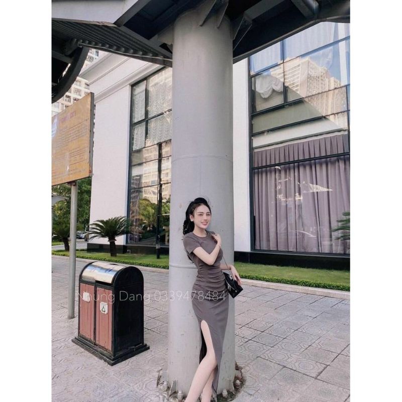 Đầm Thun Borip Ôm Body Tay Ngắn Dáng Dài Maxi Xẻ Tà Siêu Sexy | BigBuy360 - bigbuy360.vn