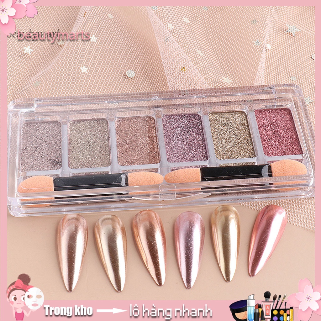 [Hàng mới về] Bột tráng gương móng tay 6 màu sắc óng ánh