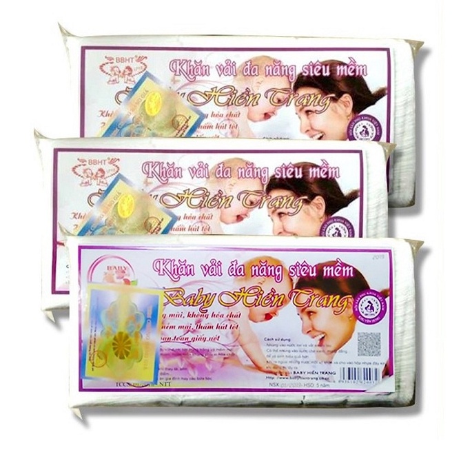 Khăn khô đa năng BABY HIỀN TRANG 100G 80 Tờ Combo 3 Gói