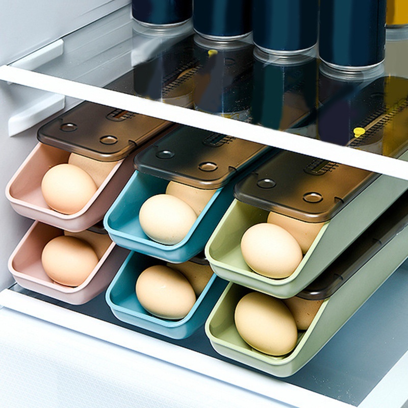 Hộp Đựng Trứng Cuộn Tự Động Dạng Ngăn Kéo Cho Tủ Lạnh
