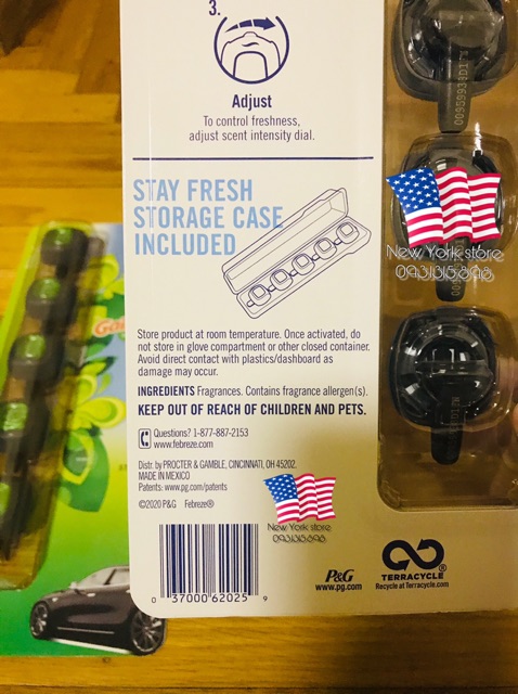 Nước hoa xe hơi Febreze+tặng case đựng mẫu 2020 vỉ 5 cái