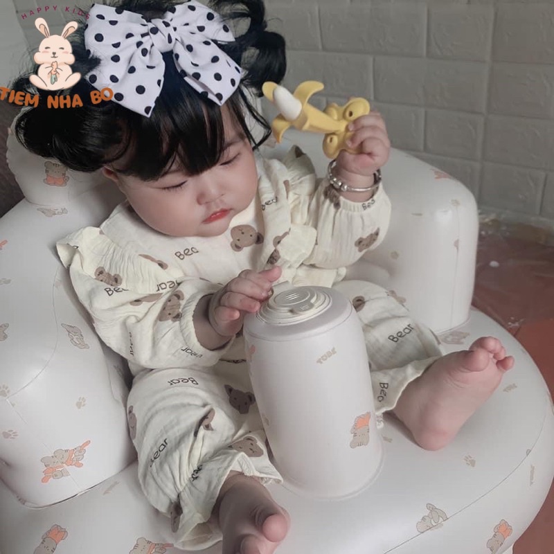 Bộ dài tay cánh tiên cho bé gái vải xô muslin cao cấp, bộ thu đông cho bé từ 6-16kg TNB