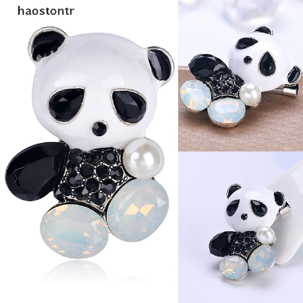 [haostontr] Fashion Wedding Bridal Crystal Enamel Animal Panda Corsage Banquet Brooch Pin [haostontr]