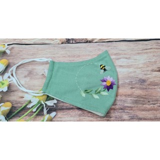 Khẩu trang vải linen thêu tay