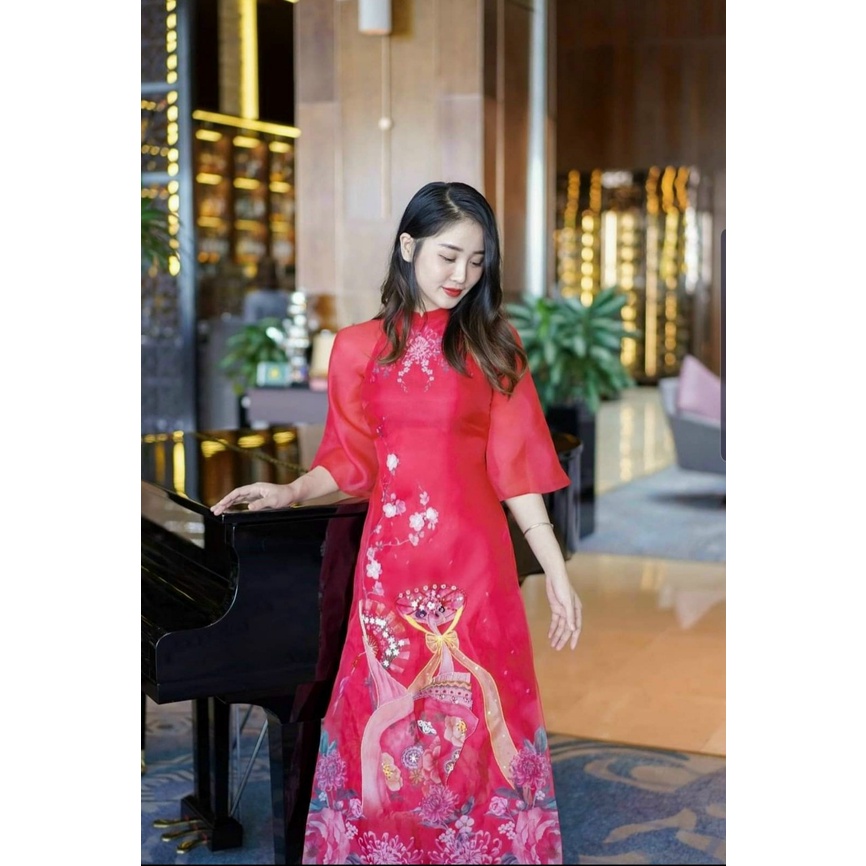 Áo dài cách tân tơ óng 4 tà ⚡️Hàng Cao Cấp⚡️ duyên dáng - Tây Phương