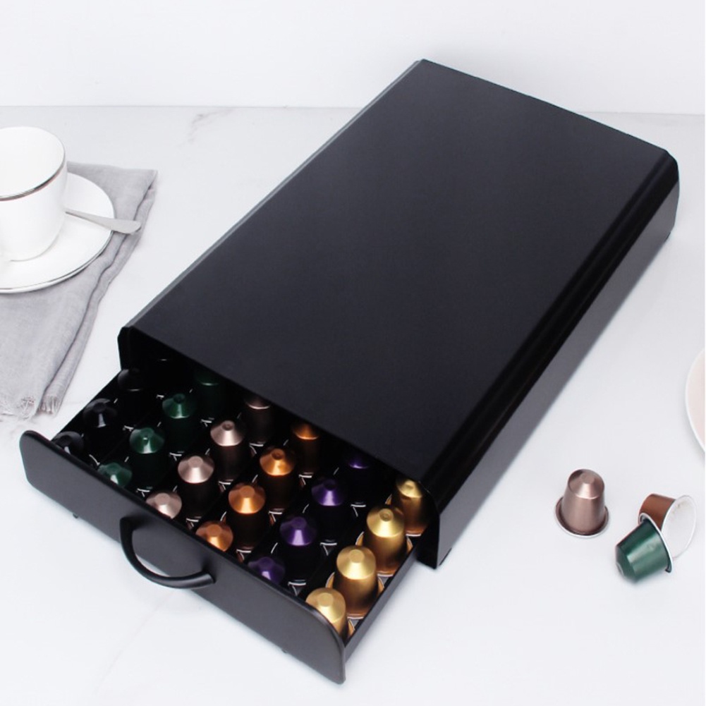 Hộp đựng viên nén cà phê Nespresso bằng kim loại dạng ngăn kéo có thể chứa 60 viên