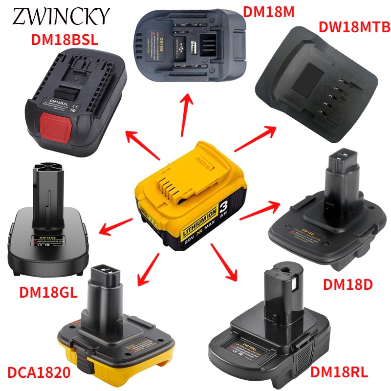 Bộ chuyển đổi công cụ điện dm18m, v.v. Bộ chuyển đổi cho pin li-ion dewalt 18v cho makita milwaukee bosch ryobi metabo nicad &amp; Dụng Cụ Bào Vỏ nimh Chuyên Dụng Chất Lượng Cao
